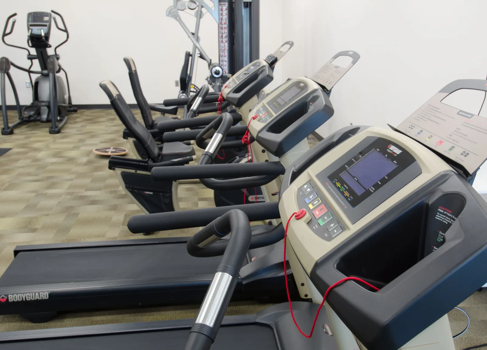 Treadmills in an exercise room in York, Pennsylvania, April 2011. Illustrative archive photo; not a RUN X venue.